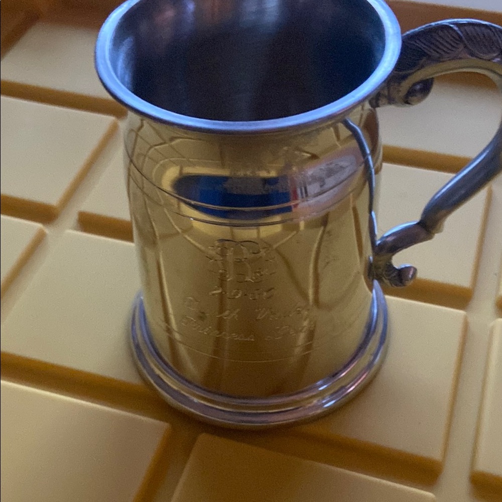Engraved Silver Leonard Eales of Sheffield Tankard Mug with Handle